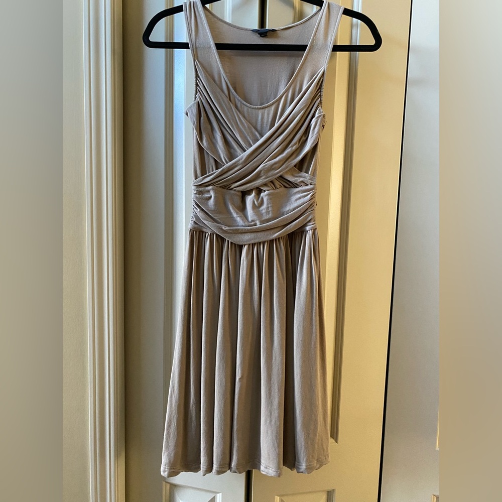 Club Monaco Beige Draped Midi Dress